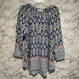 Beach Lunch Lounge Tunic Blouse Size XS 3/4 Sleeve Pull Over